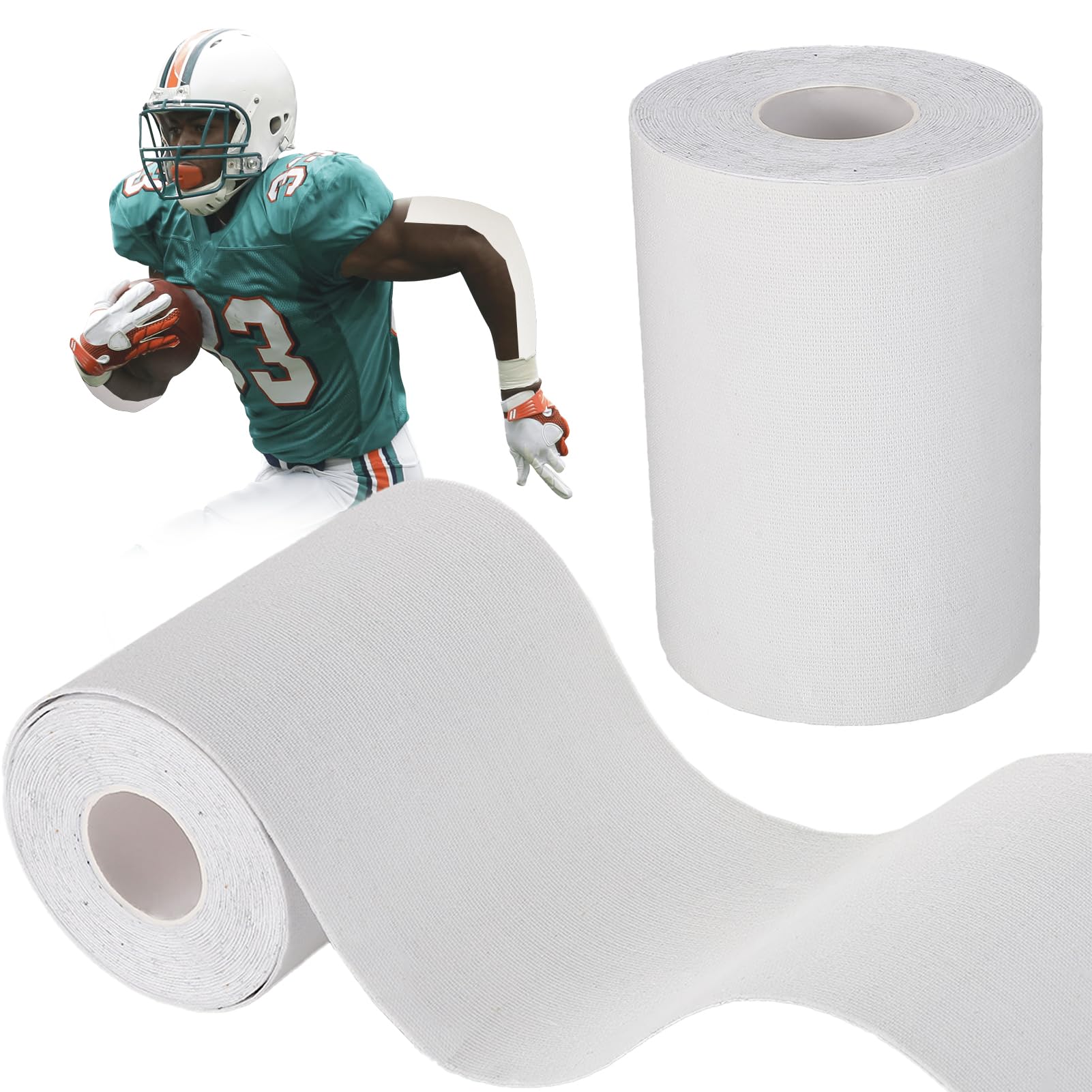 Breathable Self-Adhesive Athletic Tape Football - 2 Rolls Total 33ft Waterproof Sport Turf Tapes to Protect from Turf
