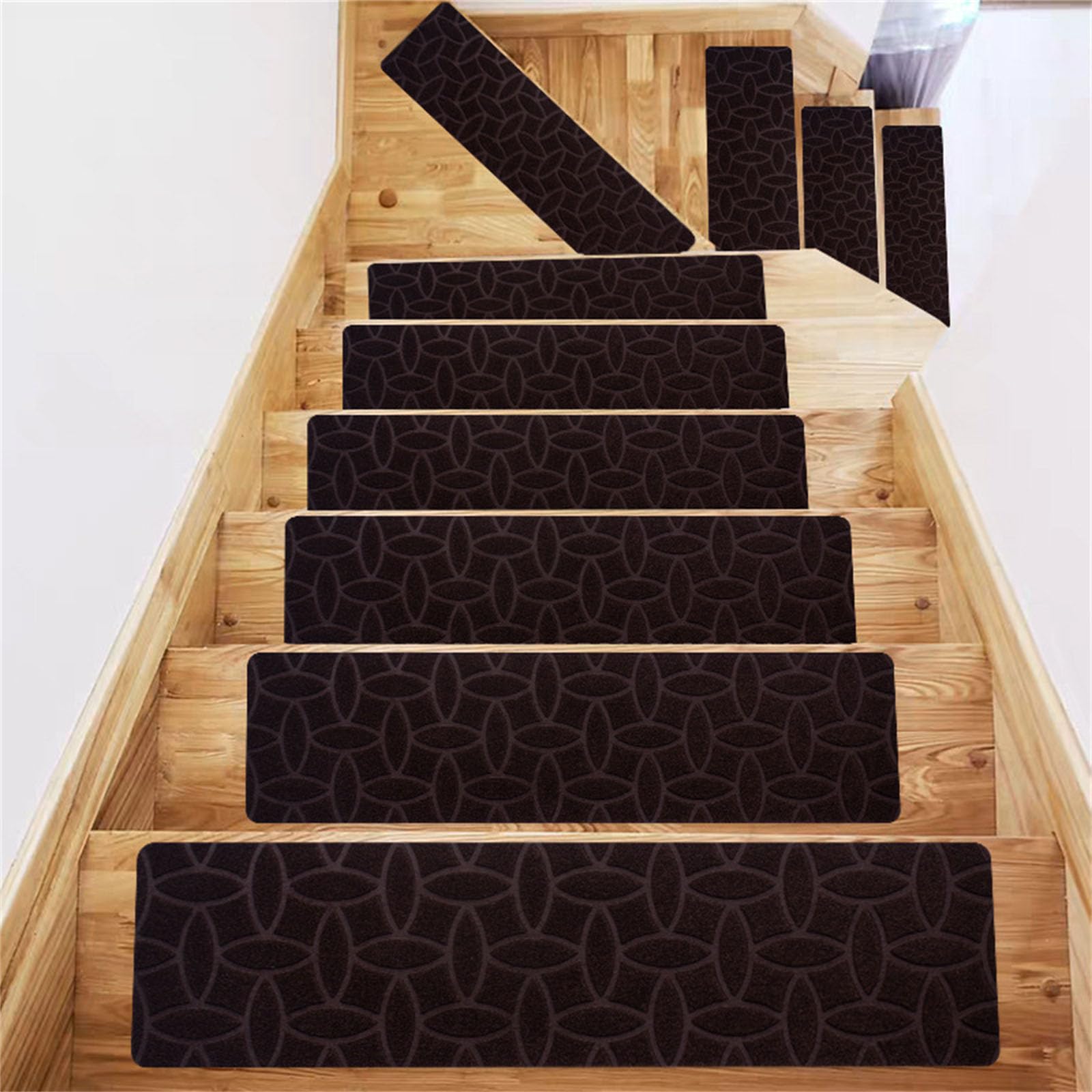 Lot de 10 tapis d'escalier autocollants antidérapants, amovibles et réutilisables pour enfants, personnes âgées et animaux de compagnie, couleur noir pierre, solution de sécurité et de confort