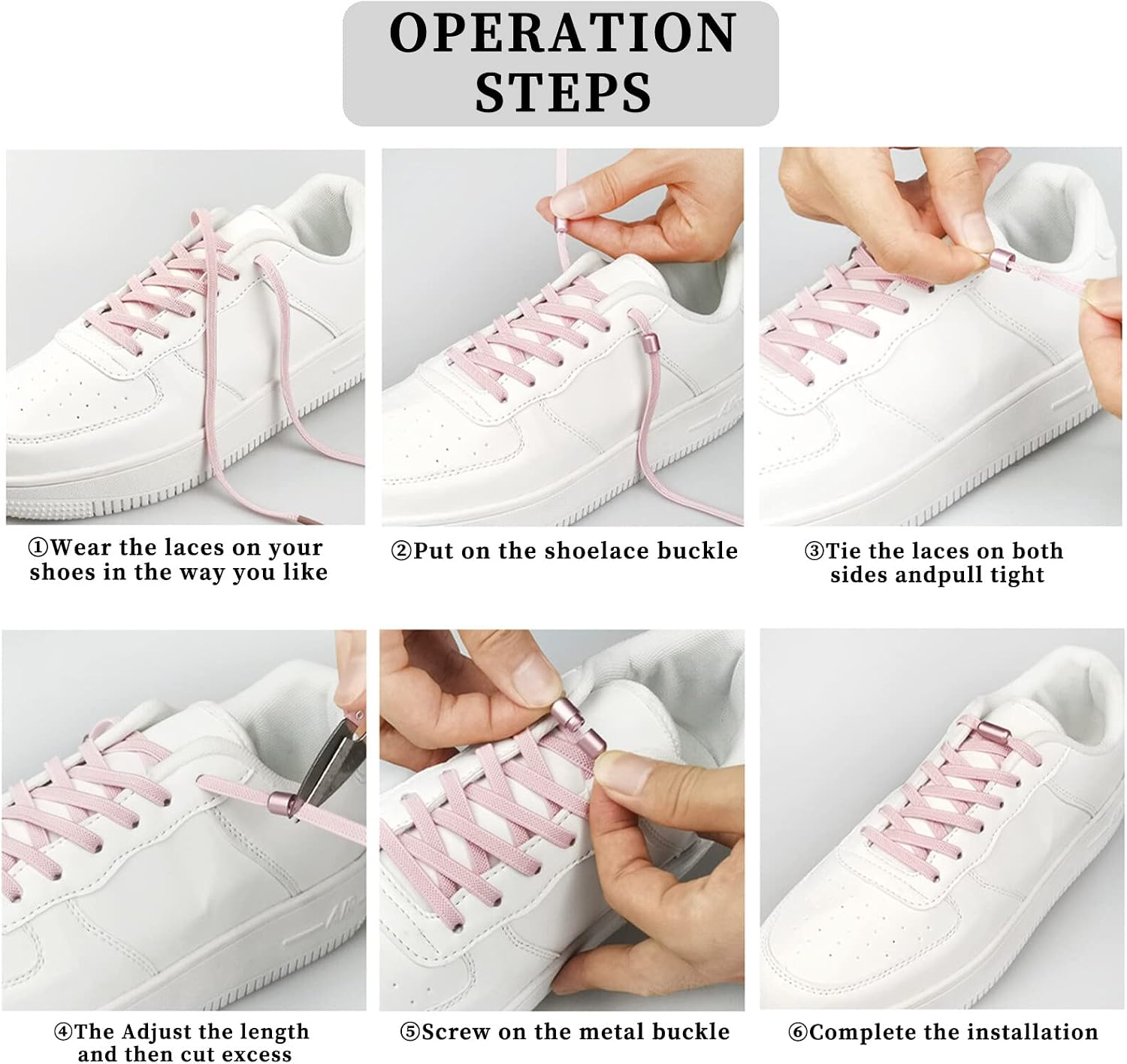 KOILLUXU 2 Pairs Shoelaces Elastic No Tie Shoe Laces for Adults, Kids and Elderly, One Size Fit All for Shoes. thumbnail