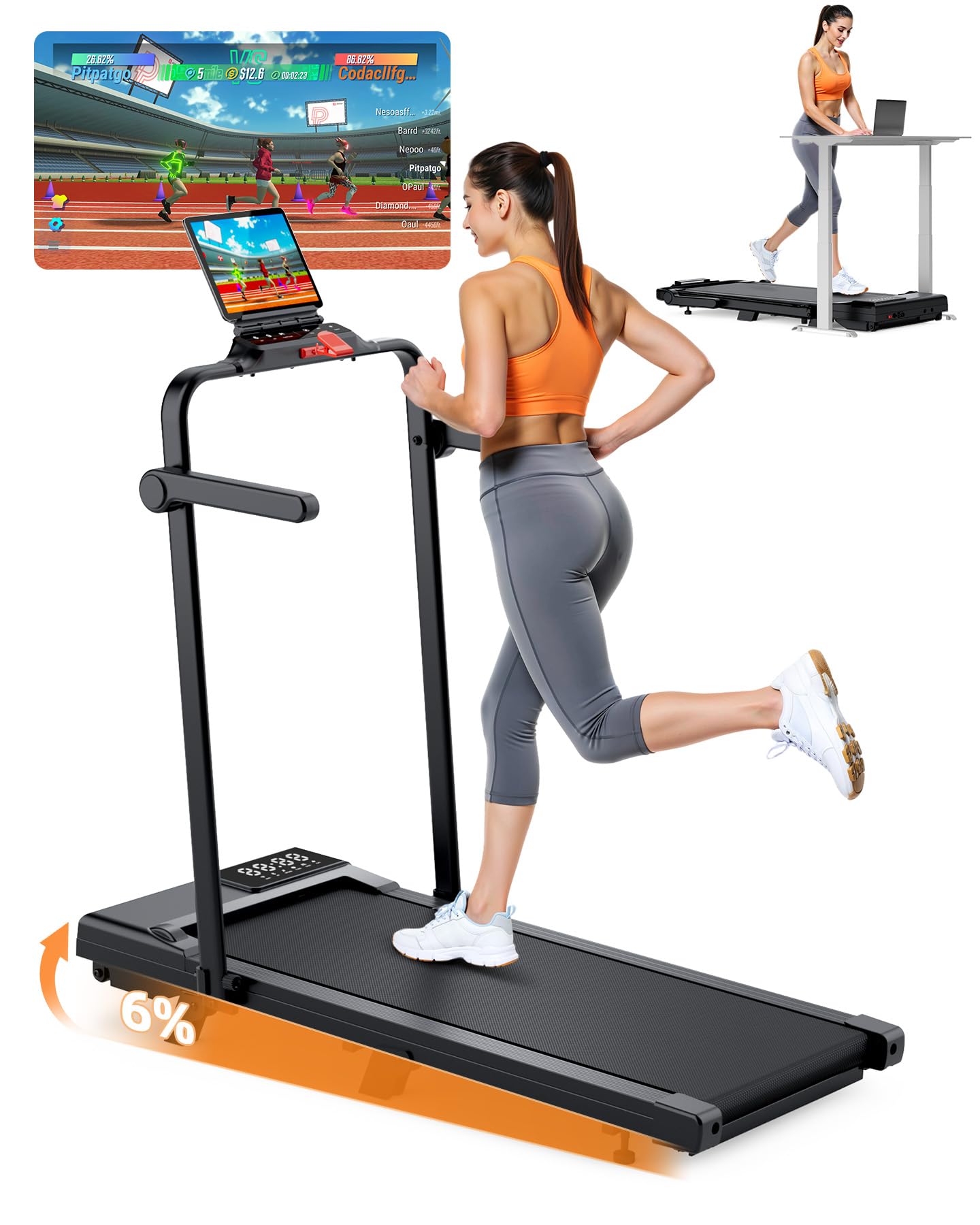 Walking Pad mit Steigung 6% Lacuffy