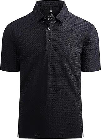 Alex Vando Mens Bubble Jacquard Polo Shirt Super Stretch Short Sleeve Polo Shirts for Men