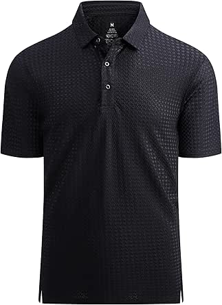 Alex Vando Men's Bubble Jacquard Polo Shirt - Super Stretch Short Sleeve