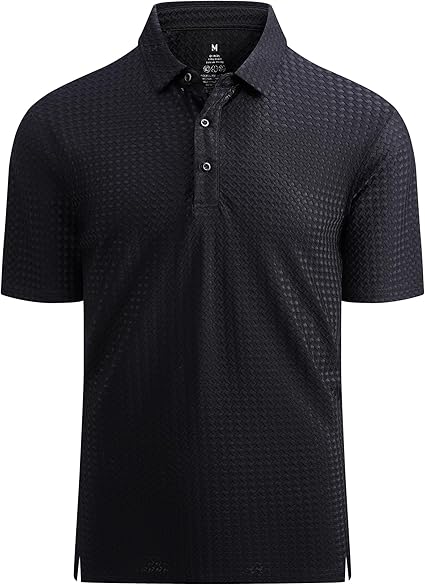 Alex Vando Mens Bubble Jacquard Polo Shirt Super Stretch Short Sleeve Polo Shirts for Men