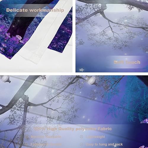 Miniatura 10 de Batmerry Tapiz turquesa pavo real, hojas verdes, torre de templo natural, arte de pared, decoración para colgar, fibra de poliéster, blanco con