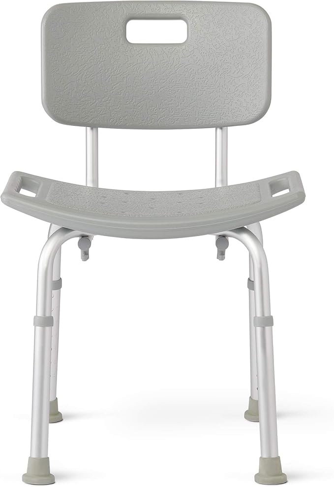 Medline Bath Chair with Back, Shower Chair has Height Adjustable Legs
