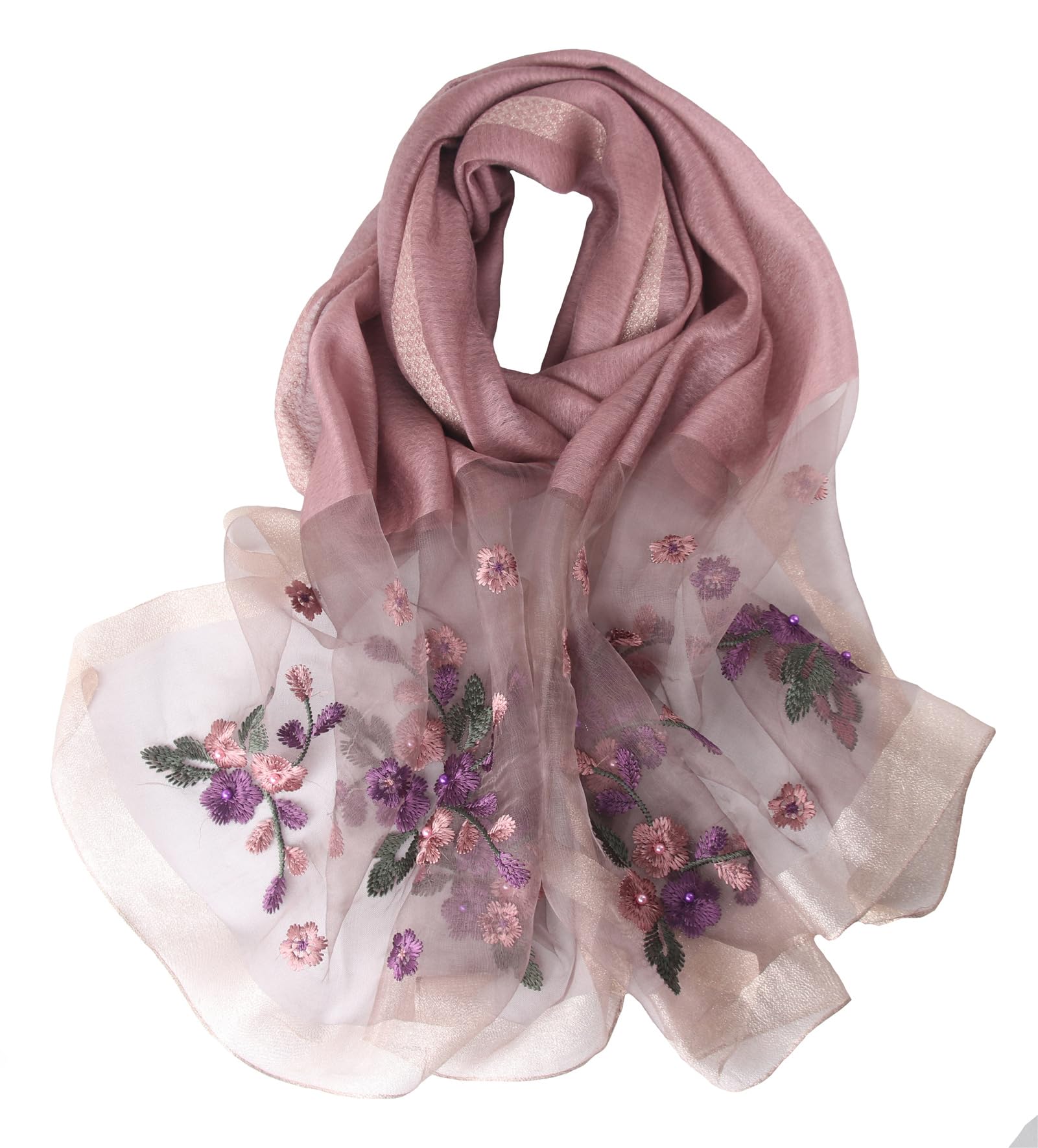 Women's Silk Embroidered Scarf Lightweight Shawls and Wraps for Weddings Fashion Elegant Pashmina Shawl Embroidered Scarves