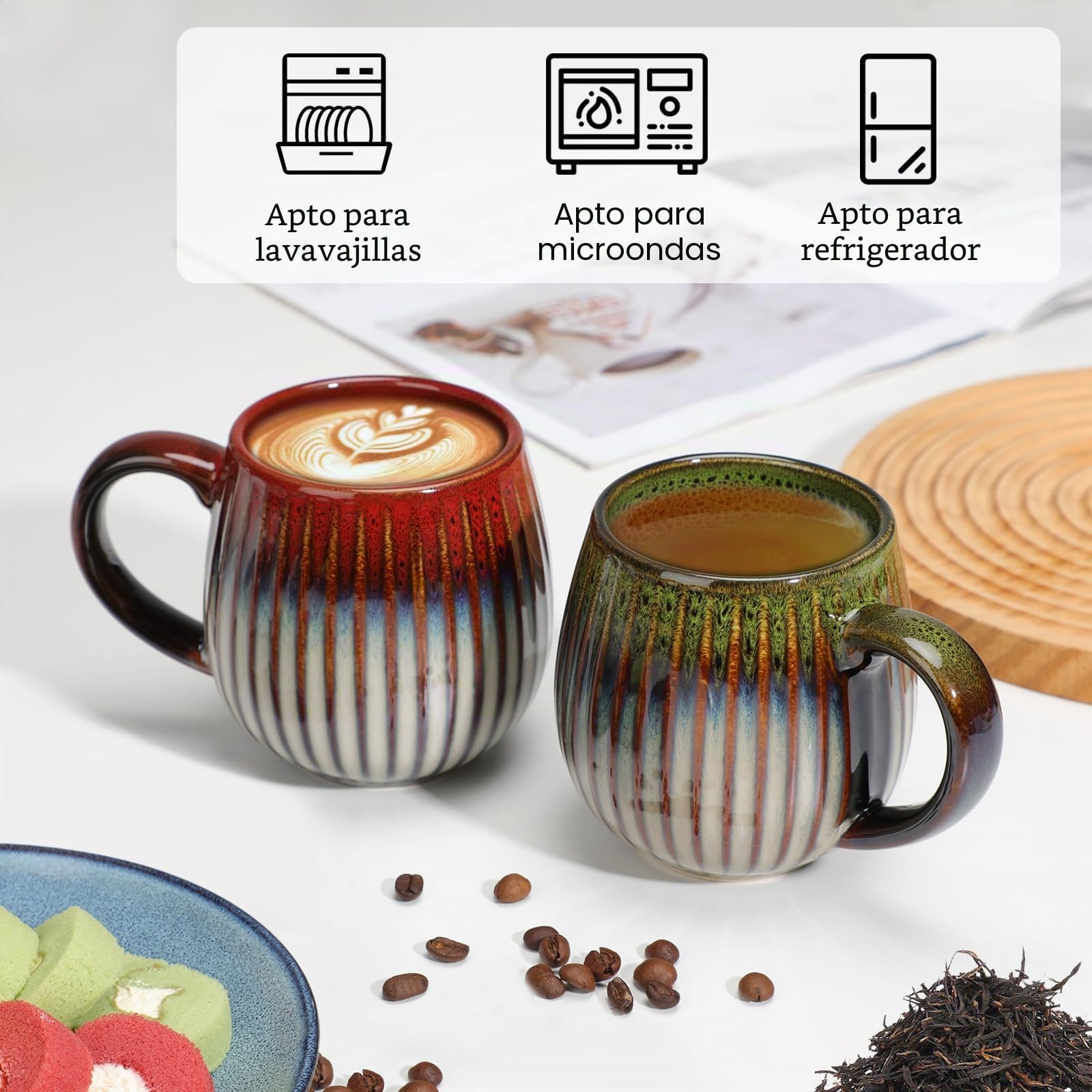 Set de tazas de cerámica CosyCorner, 530 ml, grandes tazas de café para el hogar y la oficina, taza de cerámica para café y té, 4 unidades