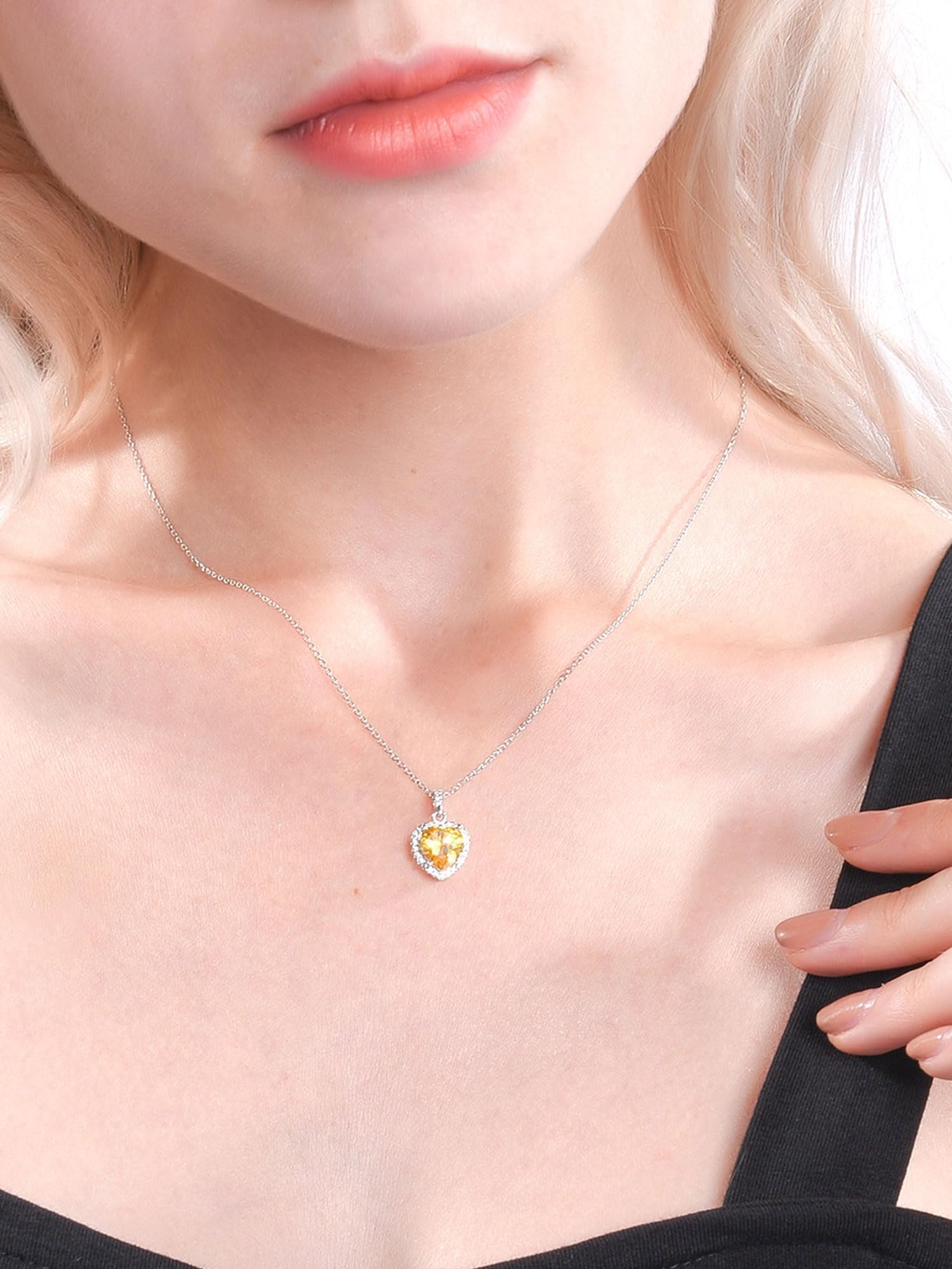 ChicSilver Collana Pendente Donna Cindolo Cuore Piccolo in Argento Sterling 925 con Zirconi Brillanti Pietra Nascita 12 Mese Mesi Catenina Catena Regolabile Gioiello alla moda - Regalo Perfetto