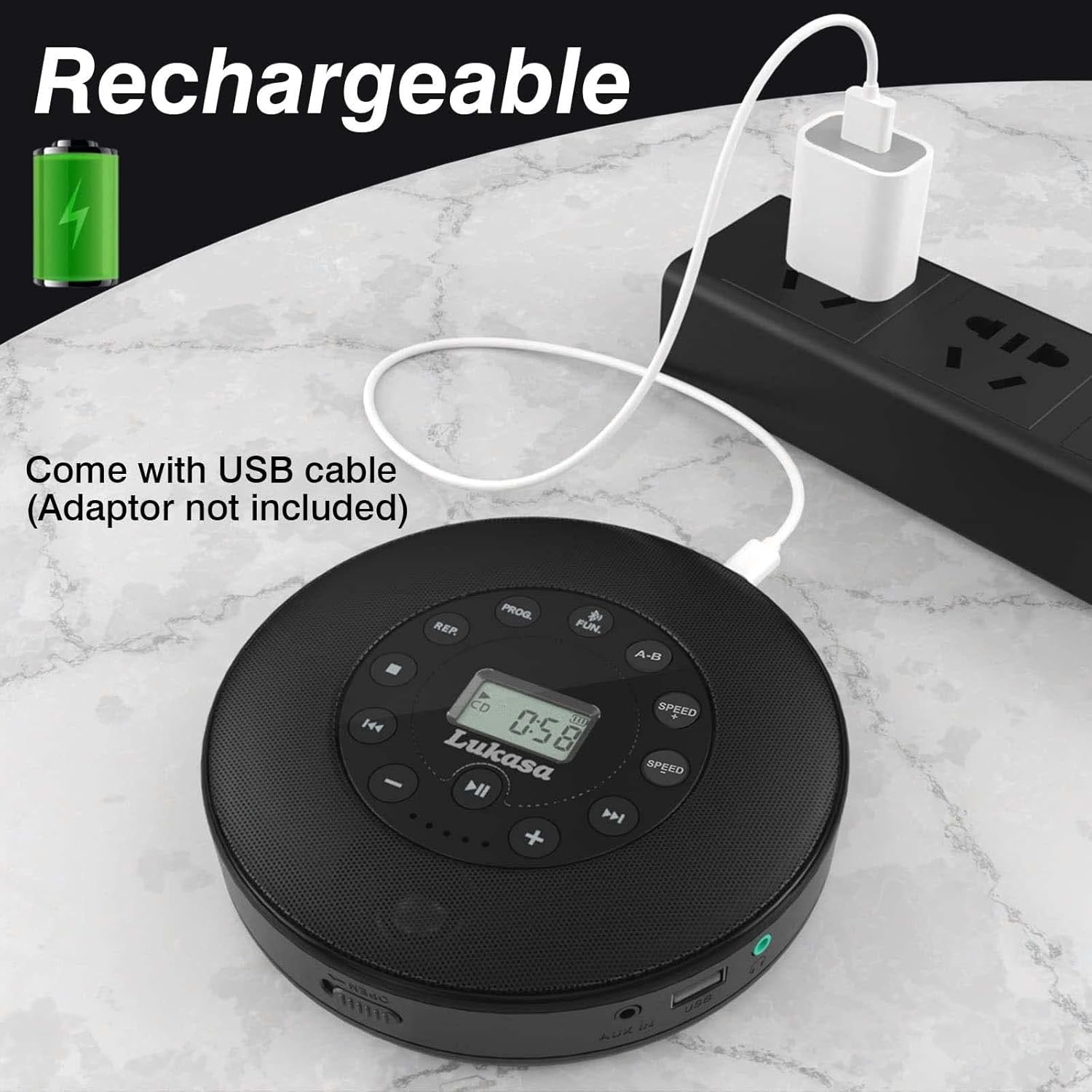 Lukasa Portable Bluetooth CD Player Builtin Speaker Stereo, Personal