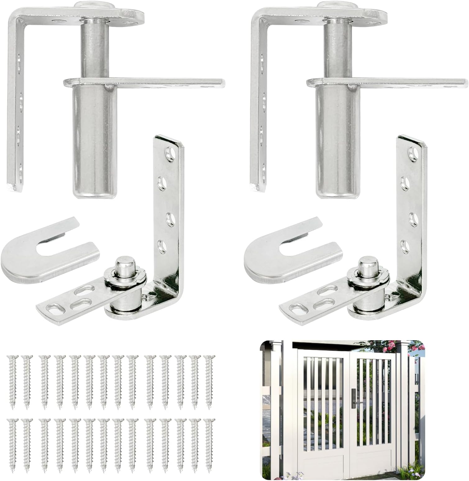 Hoconnie Swing Door Hinge, Stainless Steel Saloon Door Hinge Hardware, Self-Return Cafe Door Hardware Hinges for 44BL (Sliver)
