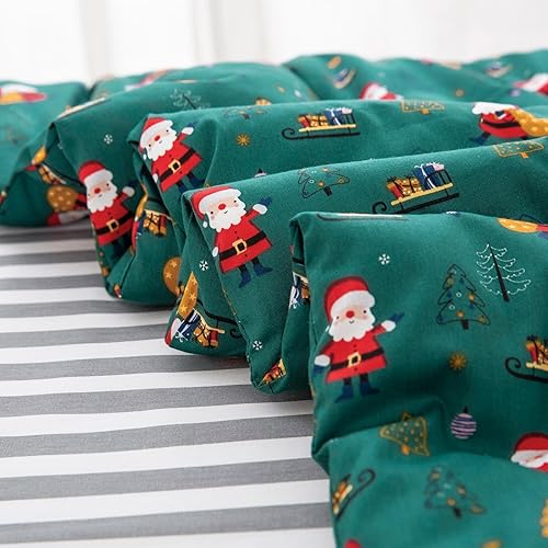 Miniatura 6 de Juego de ropa de cama de algodón de Navidad para niños pequeños, ropa de cama de Navidad con patrón de copo de nieve de Papá Noel, edredón suave de