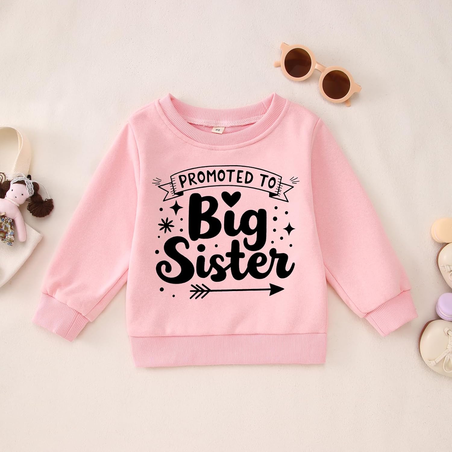 Promoted to Big Sister Sweatshirt Toddler Girl Announcement Shirt Big Sis Crewneck Pullover Long Sleeve Fall Tops - Image 5