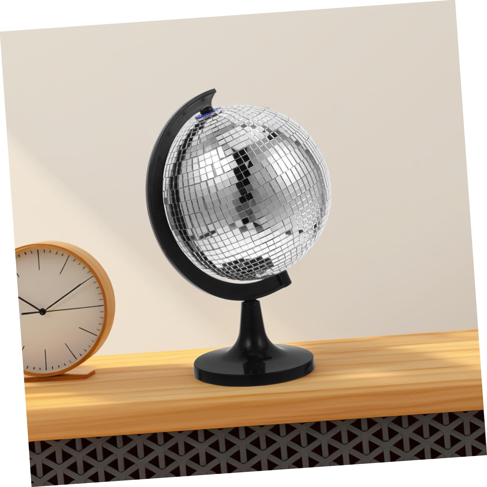 Ornement Créatif Globe en Verre à Effet Boule Disco Réfléchissante Tournante pour Décoration Intérieure Originale la Maison Fête