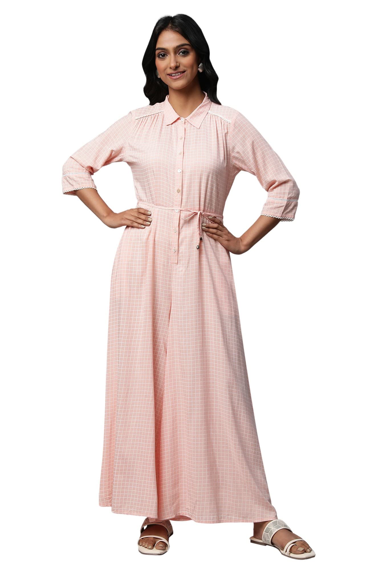 aurelia Women's Rayon Checkered Casual Maxi Co-Ord Set-picture-29