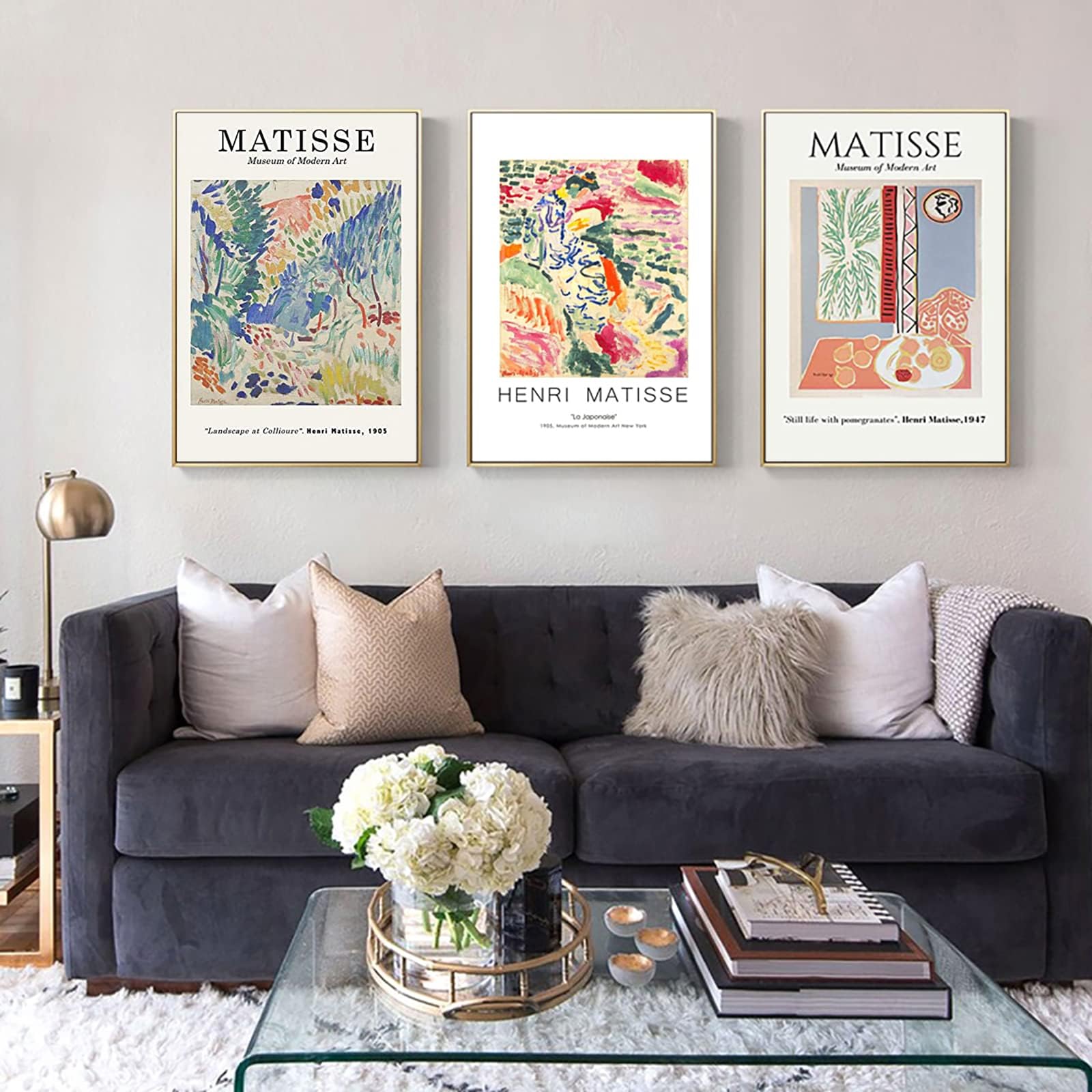 Henri Matisse Art Prints Aesthetic Pictures La Japonaise Gallery Exhibition Poster Henri Matisse Art Prints Set Gallery Exhibition Reproduction Posters 12*16 Inch*3 Unframed (A, 12*16 inch Unframed)