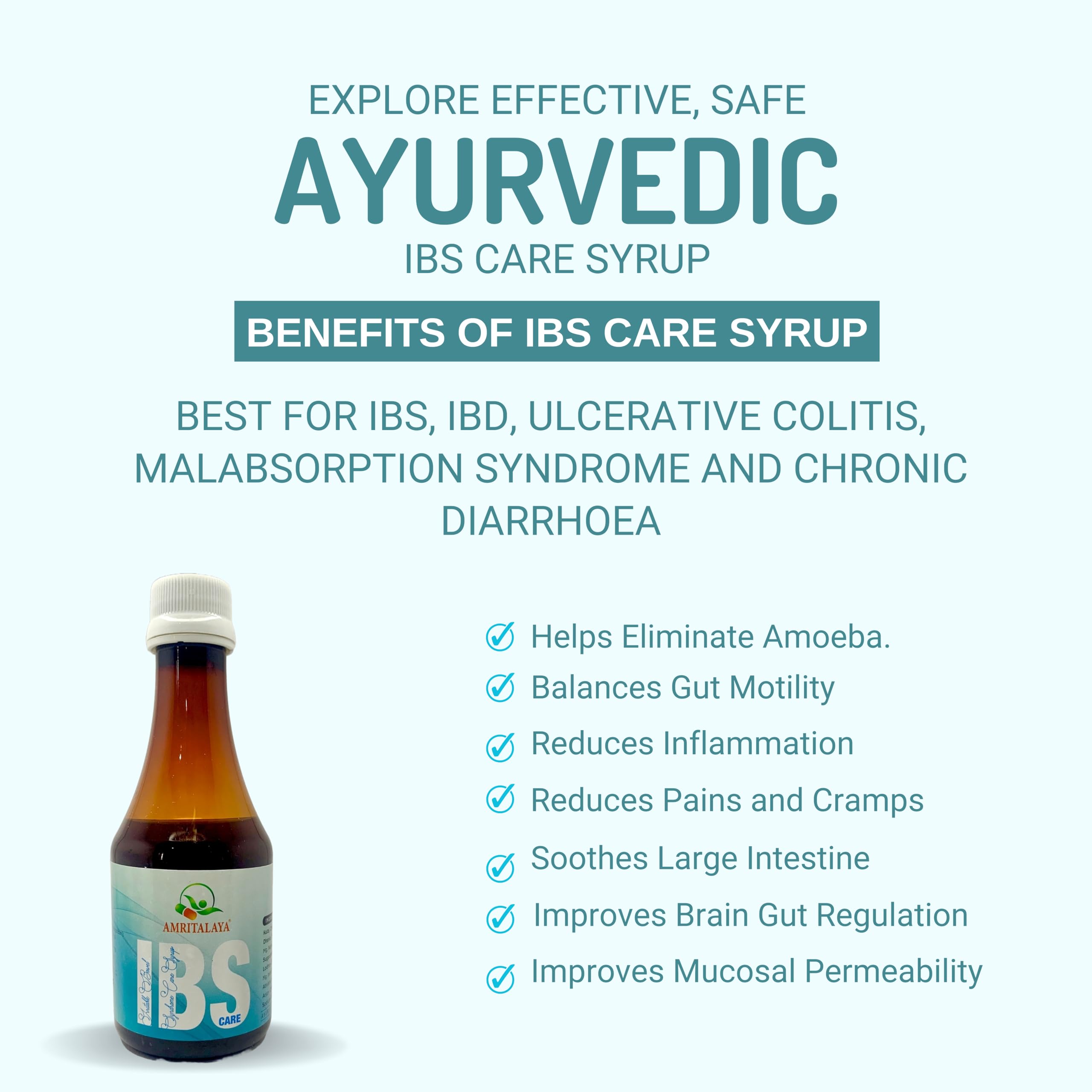 IBS CARE SYRUP: Ayurvedic relief for IBS, IBD, Ulcerative Colitis, Malabsorption Syndrome, and chronic diarrhea. Soothes, improves motility, reduces pain and inflammation. (Pack of 2) — Amazon image 3