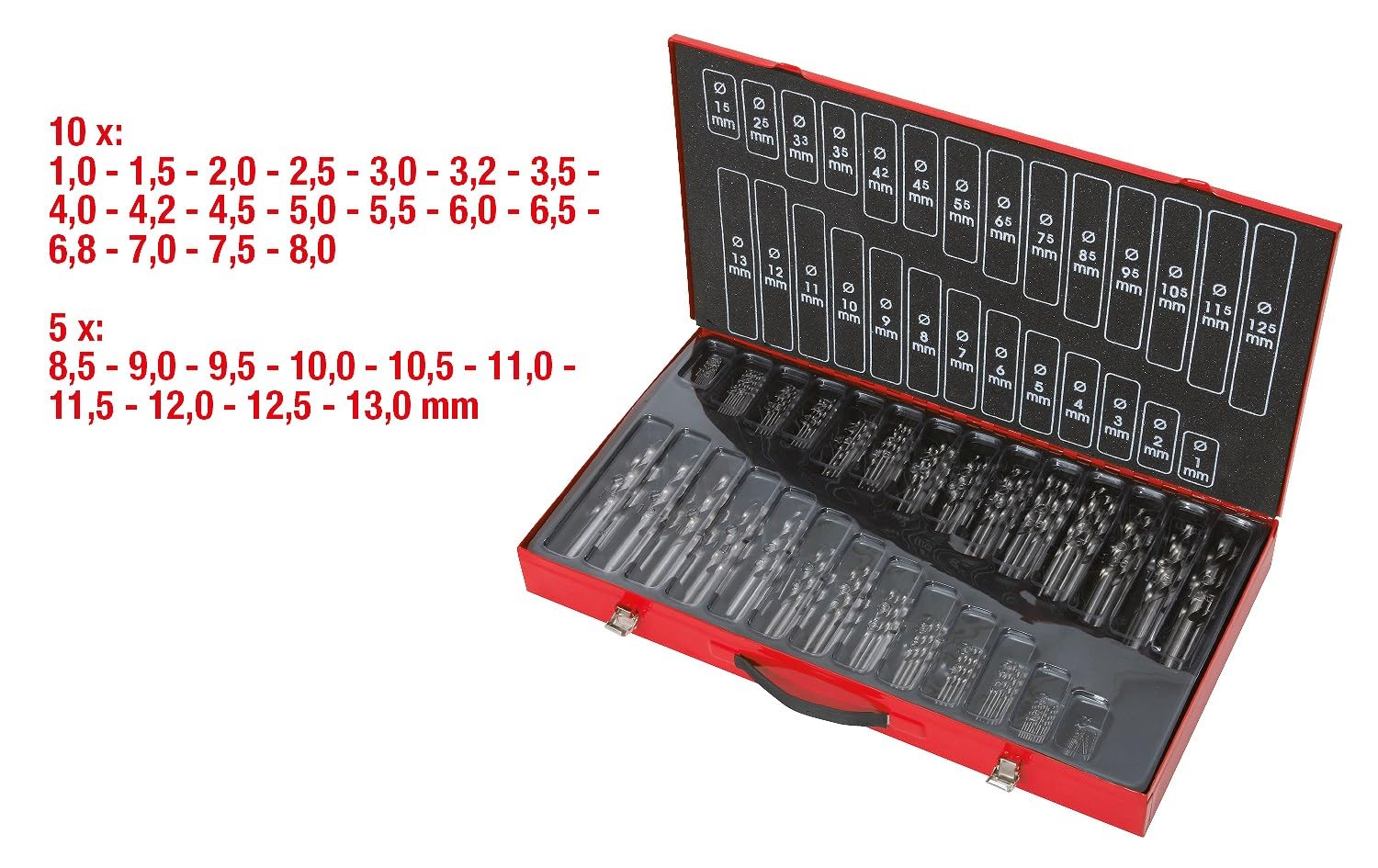 KS Tools 330.2650 Surtido de brocas HSS-G, pulido, 230 pzs, 1-13mm