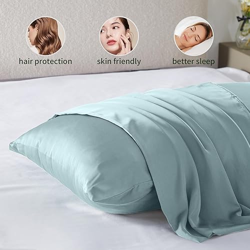 Miniatura 36 de Funda de almohada de seda para cabello y piel, de seda de morera, suave, transpirable, lisa de ambos lados, de seda natural, con cremallera, 1 Azul