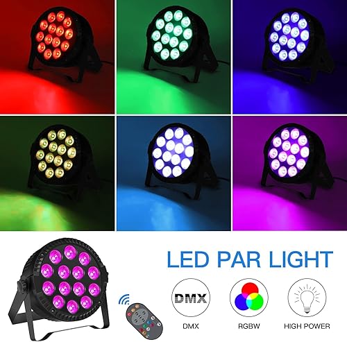 Miniatura 9 de Luces de escenario, UKing LED Par de luces RGBW DJ, iluminación de escenario de 14 x 6 W, luces verticales para eventos activadas por sonido y