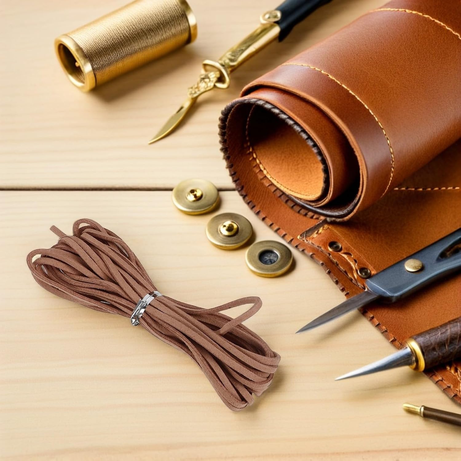6pcs Flat Leather Cord for Necklace Making, Double-Sided Faux Suede Material, 5.47 Yards Crafting Jewelry String Suitable for Art Crafts and Jewelry Design