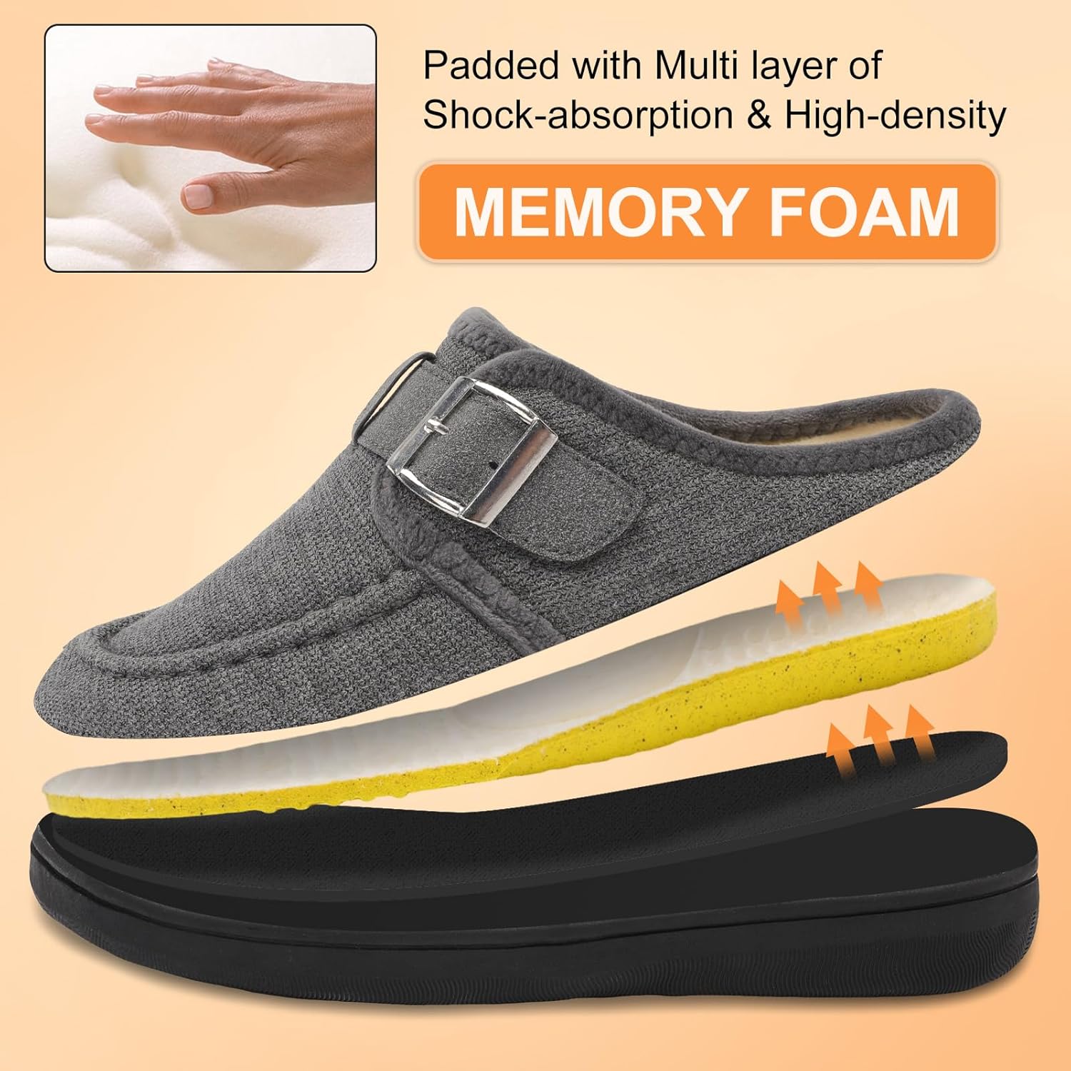 JOINFREE Womens Slippers Wide Slip on Mules Adjustable Diabetic Slipper Warm Memory Foam House Slippers for Edema Swollen Bunions Indoor & Outdoor - Image 7