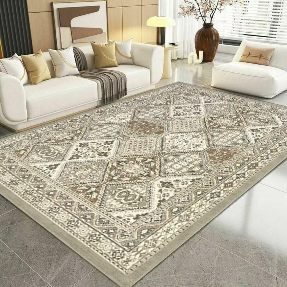 Tapis de salon géométrique antidérapant et grand tapis de chambre 140X270