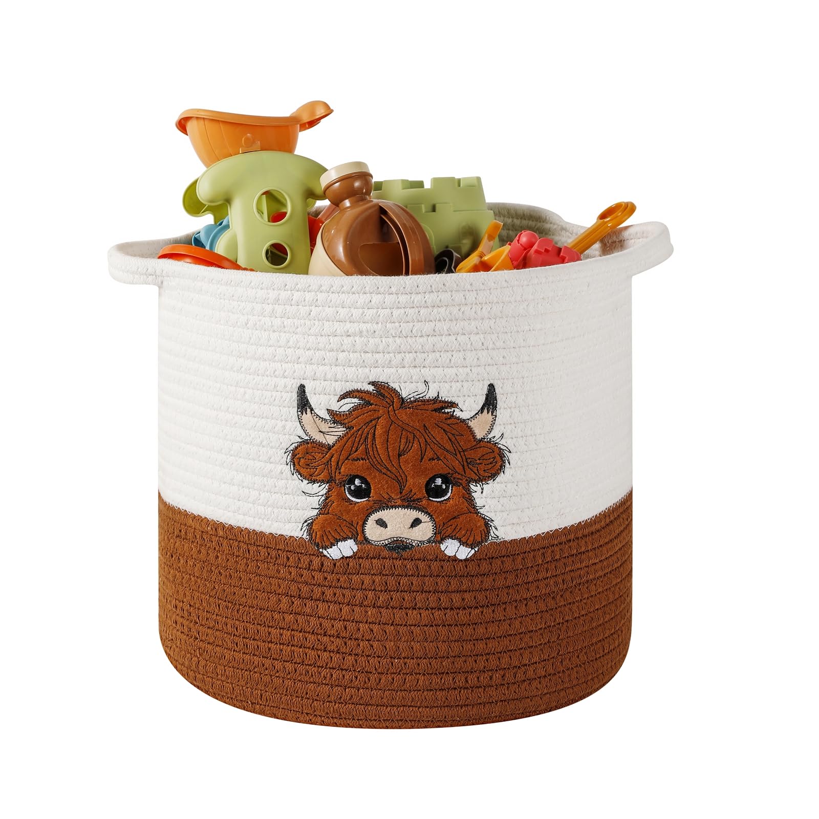 Aufbewahrungskorb Kinderzimmer Spielzeug Aufbewahrung Baby Körbe Deko korb, Aufbewahrungskorb für Babys Kinder Spielzeugkorb Geschenke für Regale Badezimmer Wickeltisch Organizer(Mittel, Hochlandrind)