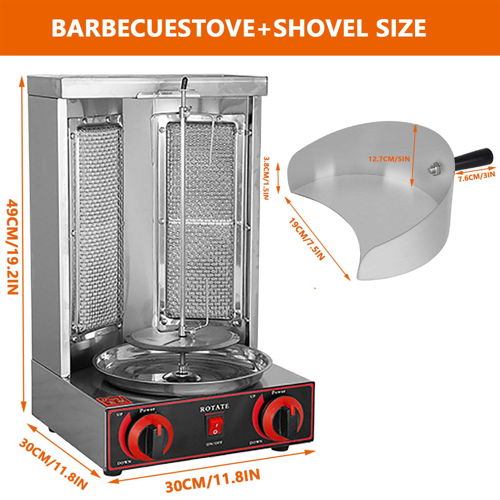 Shawarma - Parrilla vertical con 2 quemadores, horno asador de giroscopio de pollo, máquina de kebab Doner para el hogar, restaurante, fiesta