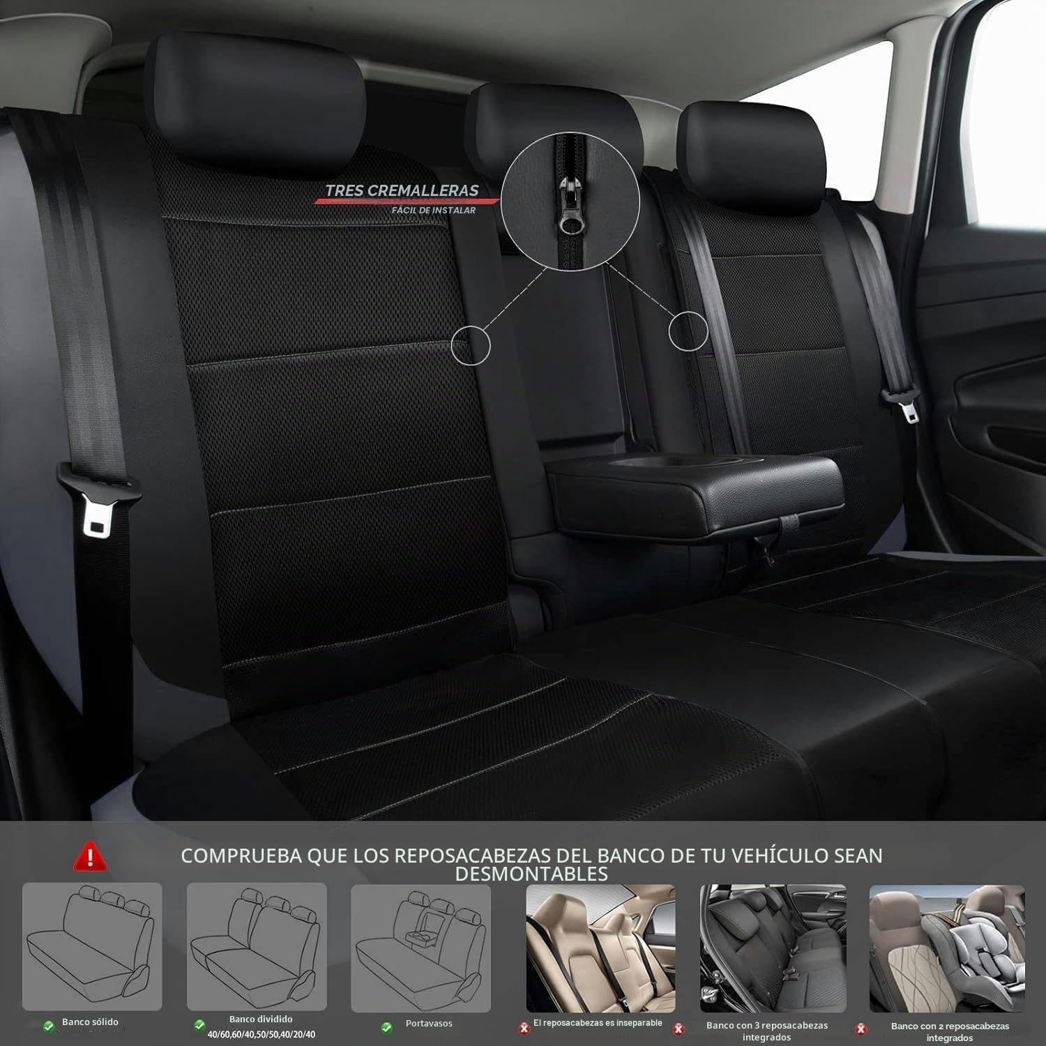 Fundas de asiento de coche de ajuste universal para Citroen C4-Aircross C4-Picasso C5 C2 C6 C4 C-Elysee C-Triomphe Funda de protección de malla de cuero de poliéster