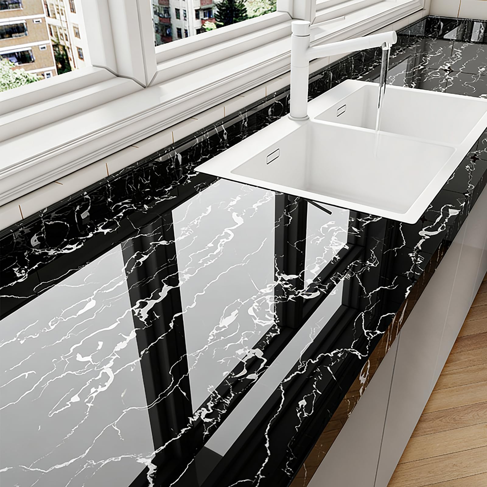 Foelanne Style D Back Self Adhesive Wallpaper, Marble Self Adhesive Contact Paper Multicolor Multiple Sizes(,60Cm*5M)