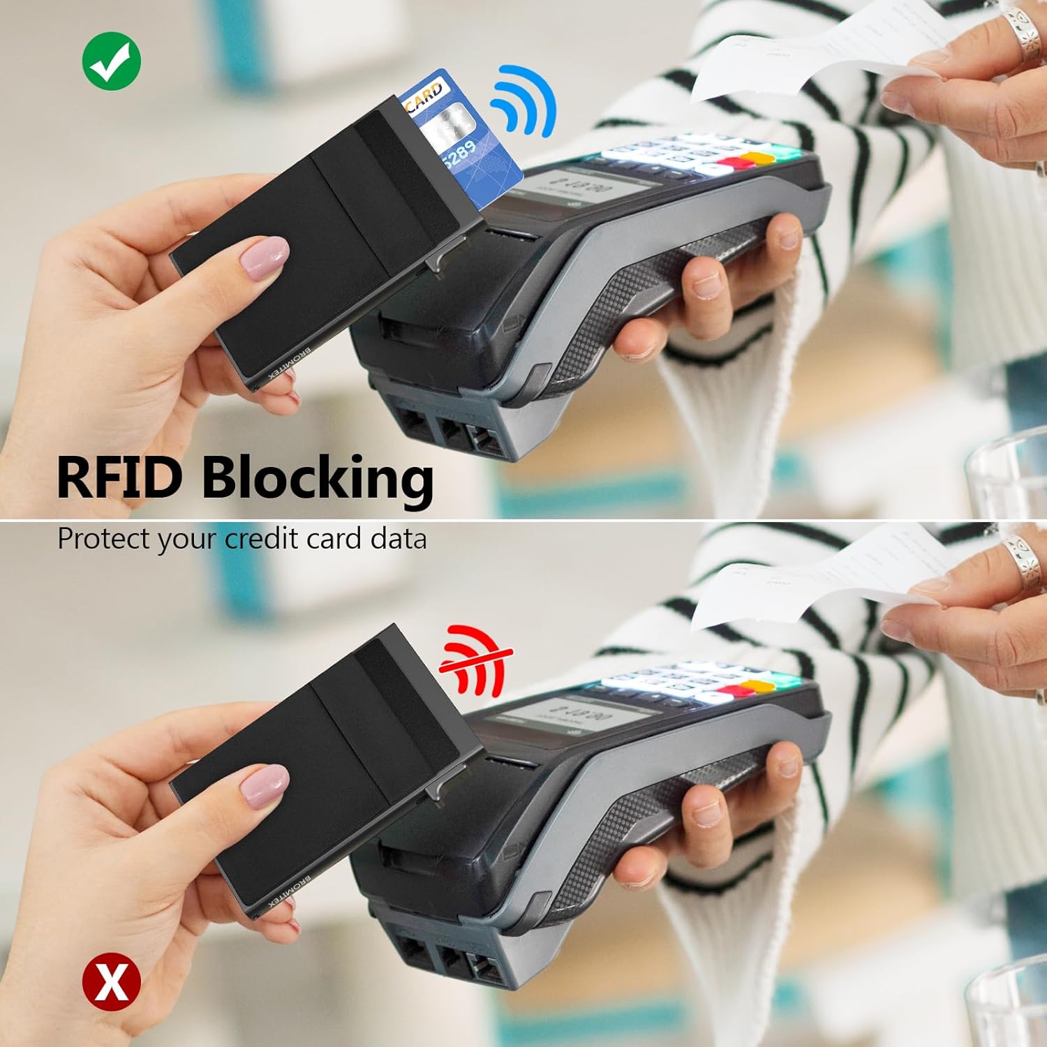 Gifts for Men, Pop Up Minimalist Wallet for Men RFID Blocking Slim Credit Card Holder Front Pocket EDC Mens Wallet (Black) - Image 5