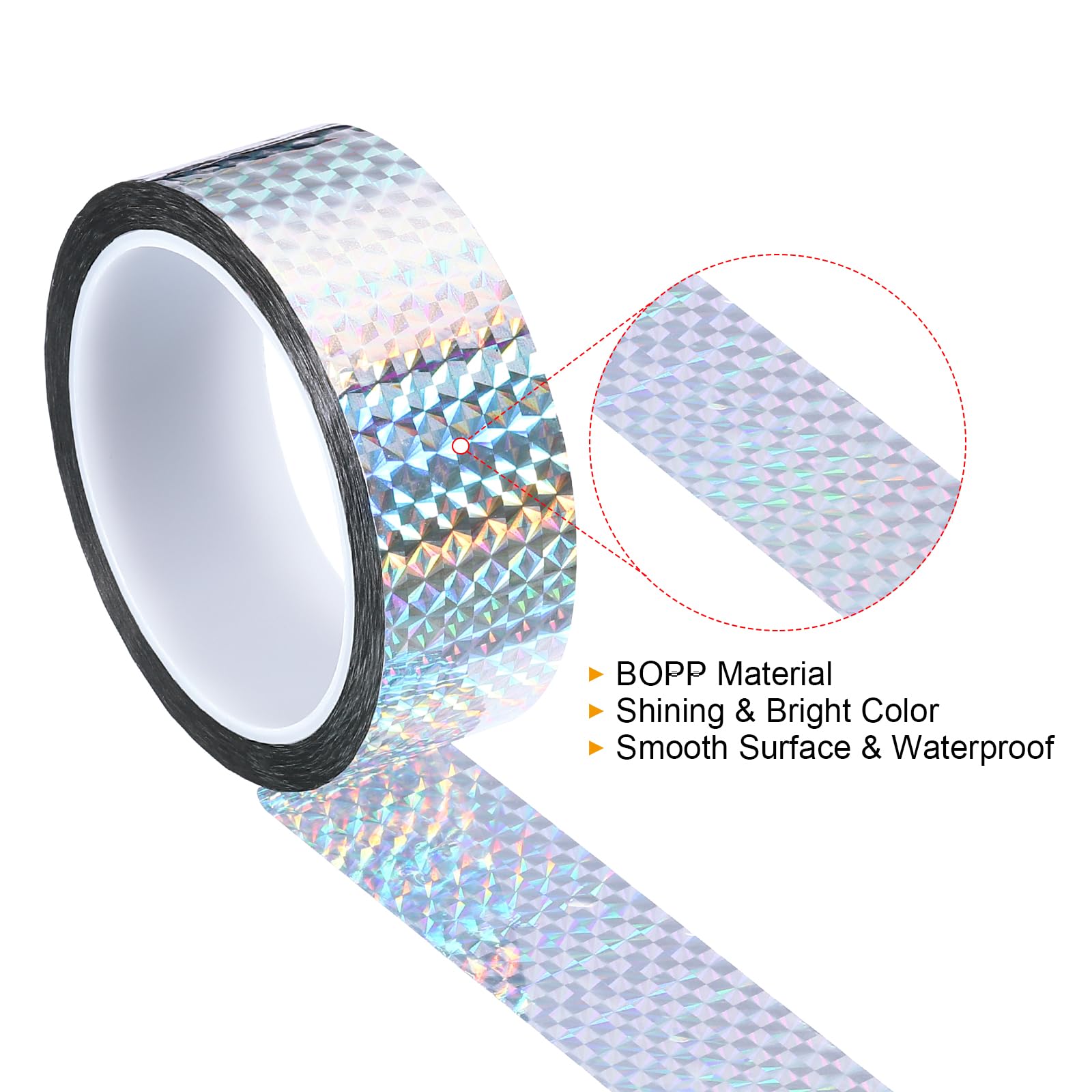PATIKIL Prismatape 35 Mm X 50 M – Holografische Reflecterende Zelfklevende Tape Voor DIY, Knutselen, Cadeauverpakking En Decoratie – Zilver