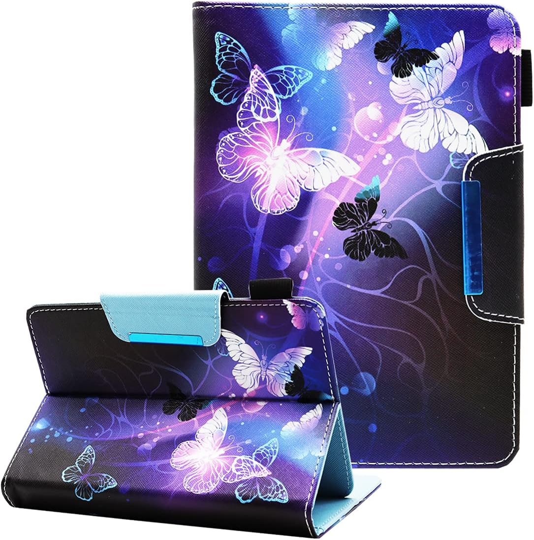 Nannxiebky Universal 10 10.1 Inch Android Tablet Case, Universal Tablet Case Cover for 10 10.1 Inch Tablet, Multi-Angle Viewing Stand Case for 9.5-10.5 Inch Tablet, Purple Butterfly