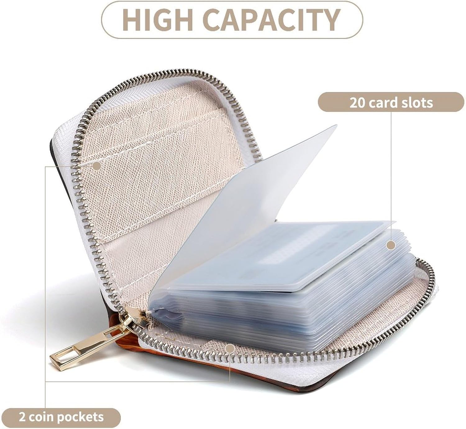 Leather Card Organizer Case Card Wallet Credit Card Holder Roaring Flame Printed Zipper Card Cases Holder for Women Men