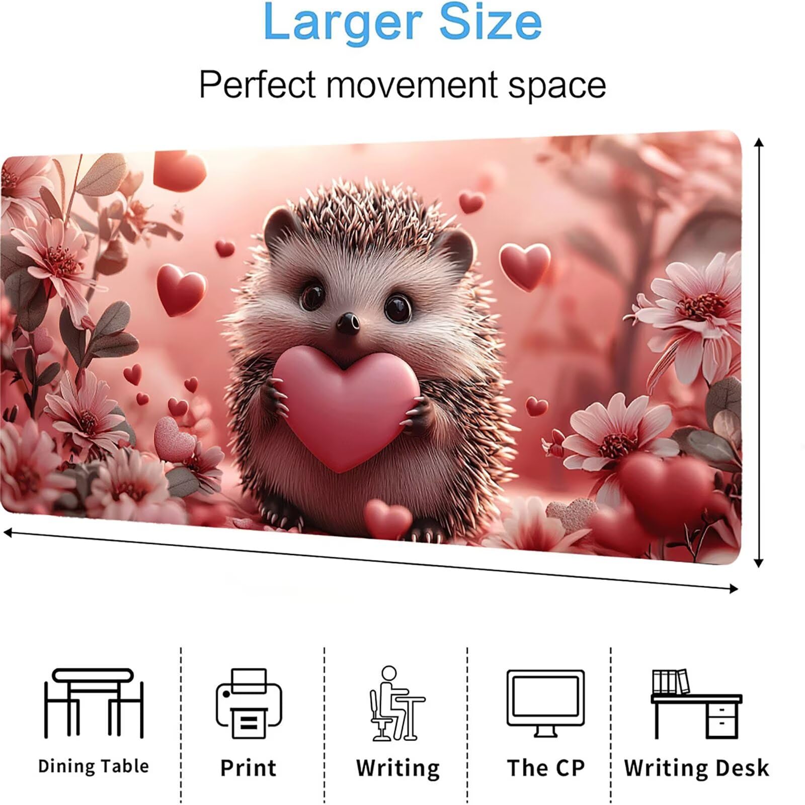 Podkładka pod mysz jeża, podkładka pod mysz do gier XXL 1200 x 600 x 5 mm, podkładka na biurko dla graczy, bardzo duża bezszwowa mata na stół dla graczy, antypoślizgowa podstawa, wodoodporna