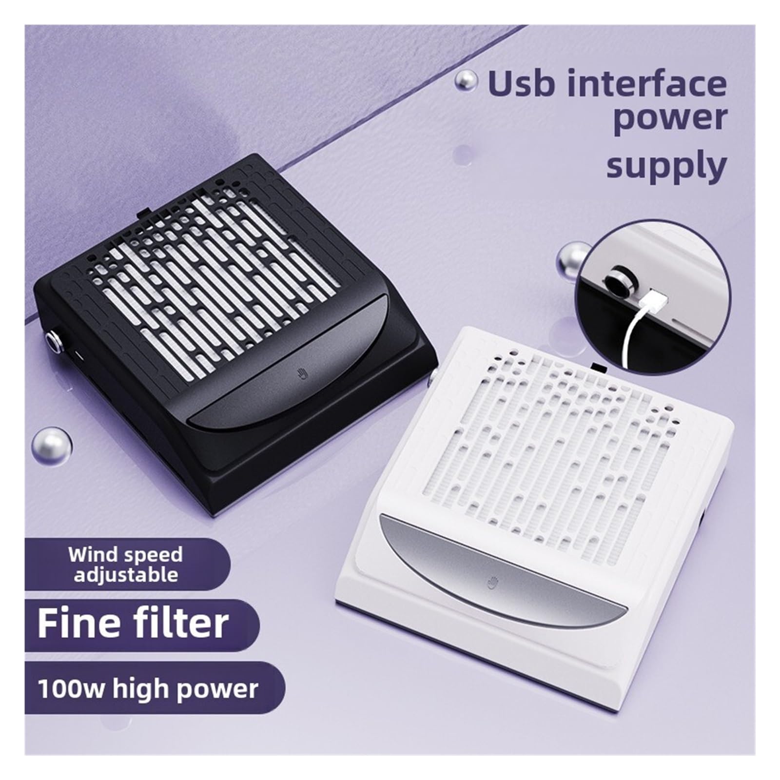 MRKU Aspiratore per Polvere di Fresa per Unghie con Filtro Lavabile, aspirazione silenziosa, Potente aspirapolvere Professionale da 180 W con Filtro Riutilizzabile, Riduce del 98% la Polvere.