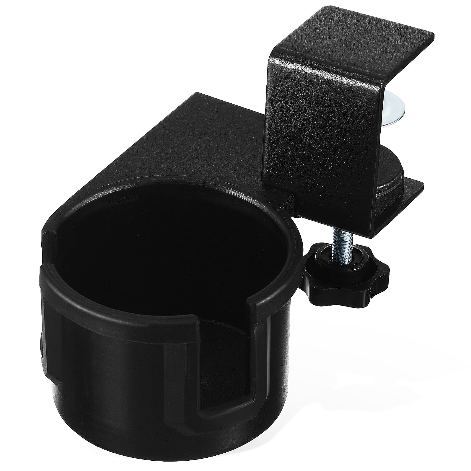 Baluue Drehbarer Clip On Getränkehalter mit 180° Einstellung aus Metall und Kunststoff Tischkantenklemme für Schreibtisch und Arbeitsplatzorganisation