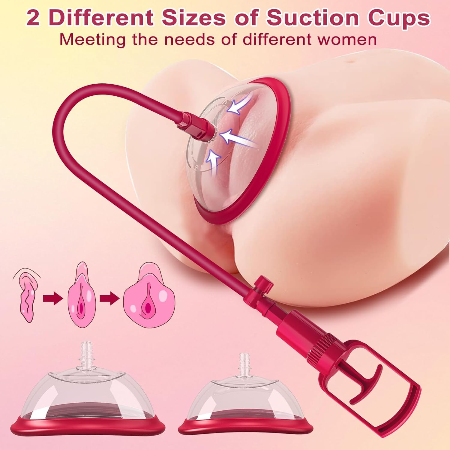 Rosso Pussy Pump Giocattoli Sessuali per Donne Succhiatori Manuali per Capezzoli, Pompe Vaginali e Clitoride per Aumentare il Piacere Sessuale, Stimolatore di Capezzoli e Clitoride per Donne e Coppie
