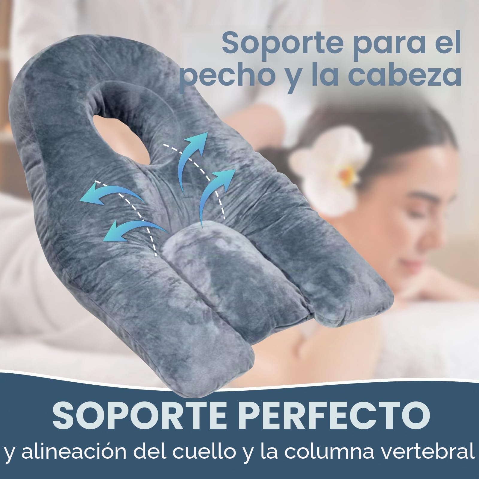 TWSOUL Almohada boca abajo para dormir para recuperación de cirugía de ojos o BBL, almohada propensa con agujero para vitrectomía o cirugía de retina, almohada de masaje en el hogar con espuma