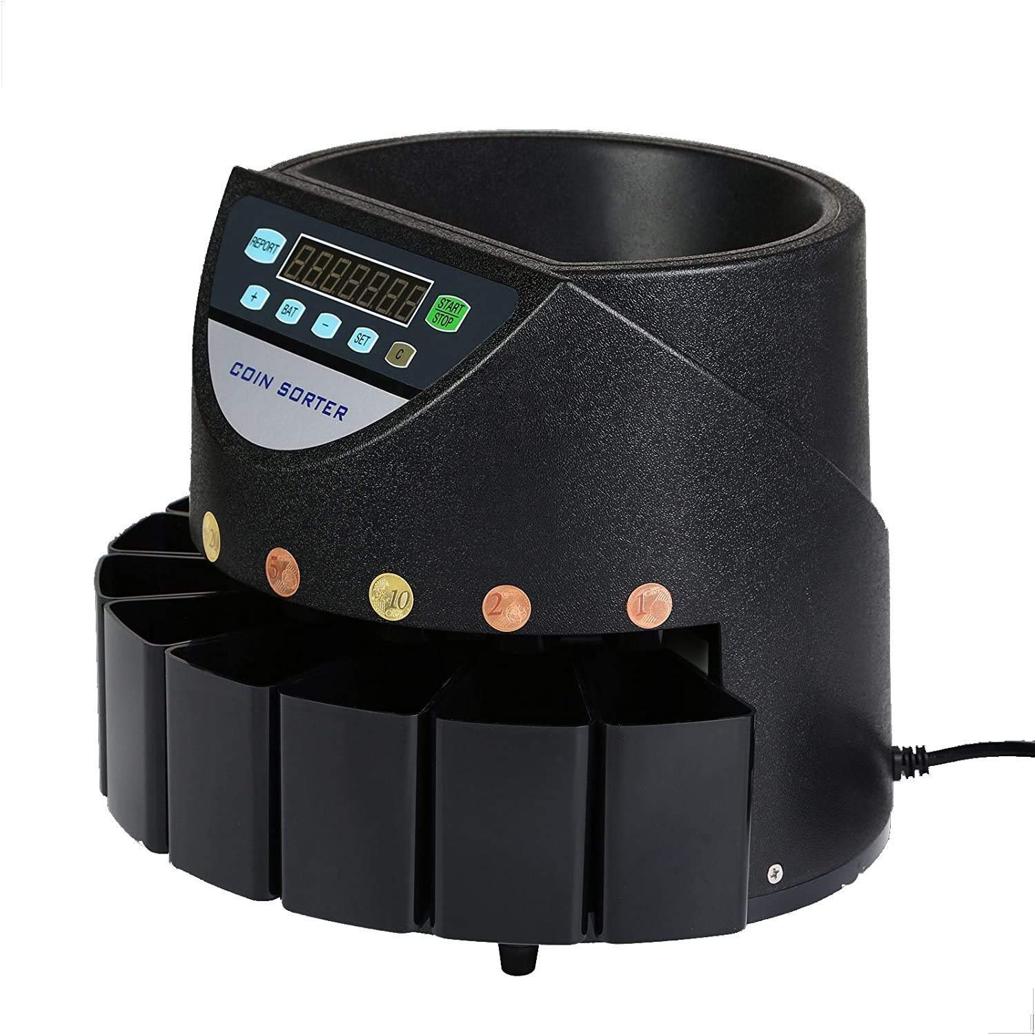 Contamonete elettrico Euro per monete e monete (nero)