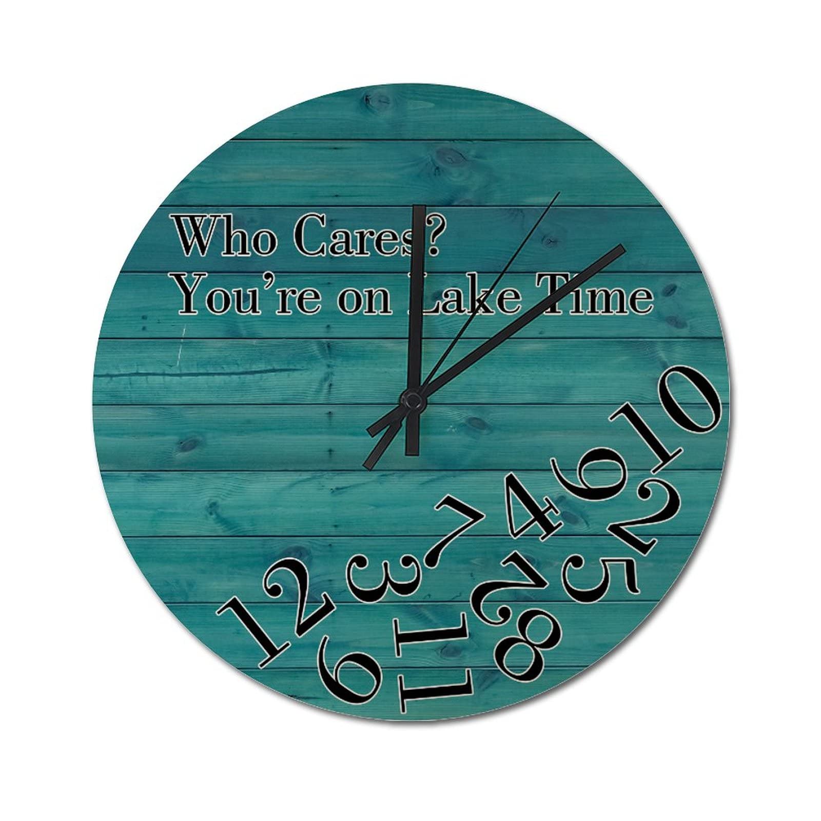 Horloge murale en bois rustique vintage de 38 cm et sans tic-tac
