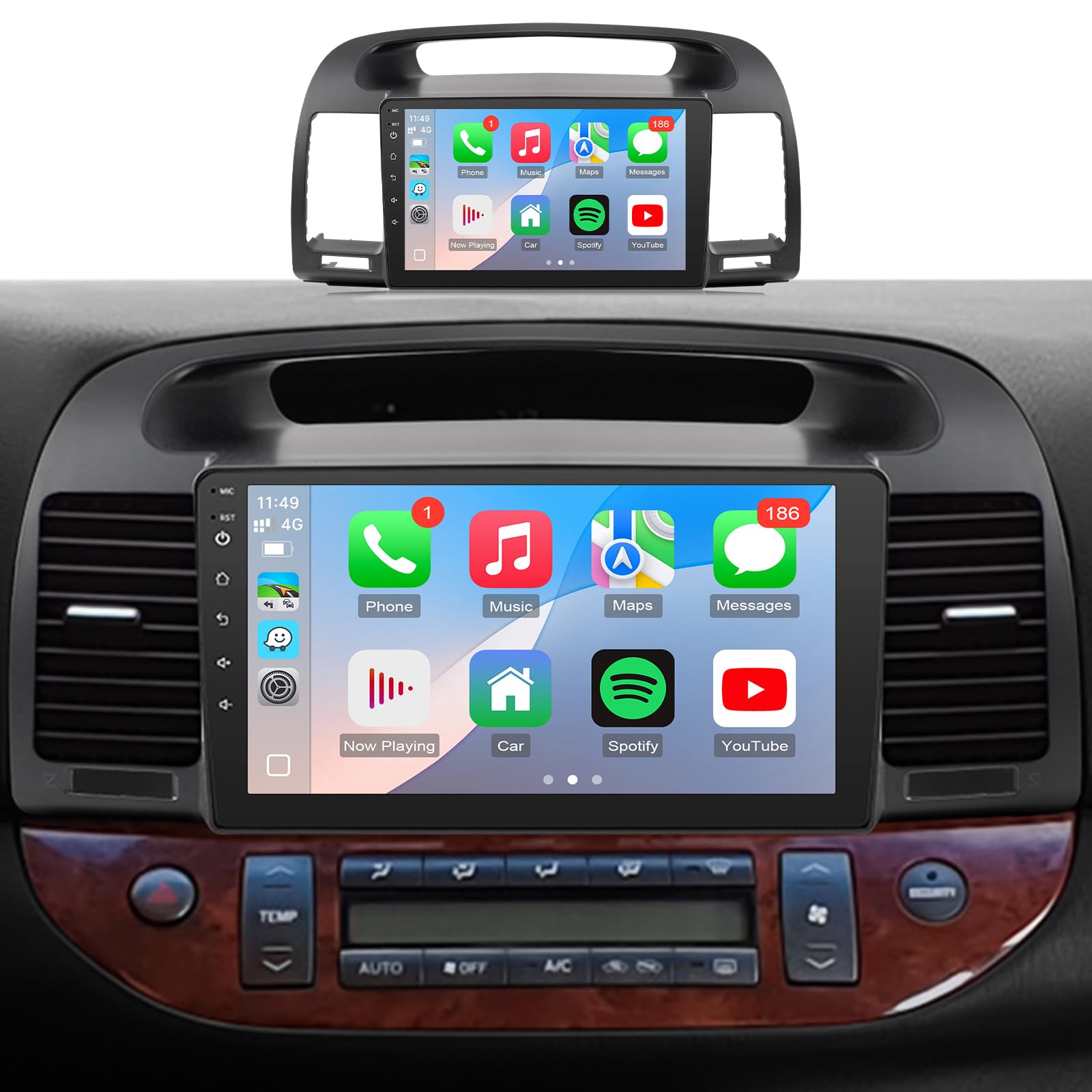 Car Radio for Toyota Camry 2002 2003 2004 2005 2006 (Fit JBL Version) with Carplay Android Auto, Leadfan 9inch Touch Screen with GPS Bluetooth SWC Backup Camera