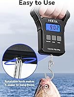 Vista 6 de HEETA Báscula de pescado, báscula digital portátil de pesca colgante de 110 libras / 110.2 lbs con pantalla LCD retroiluminada, báscula de equipaje