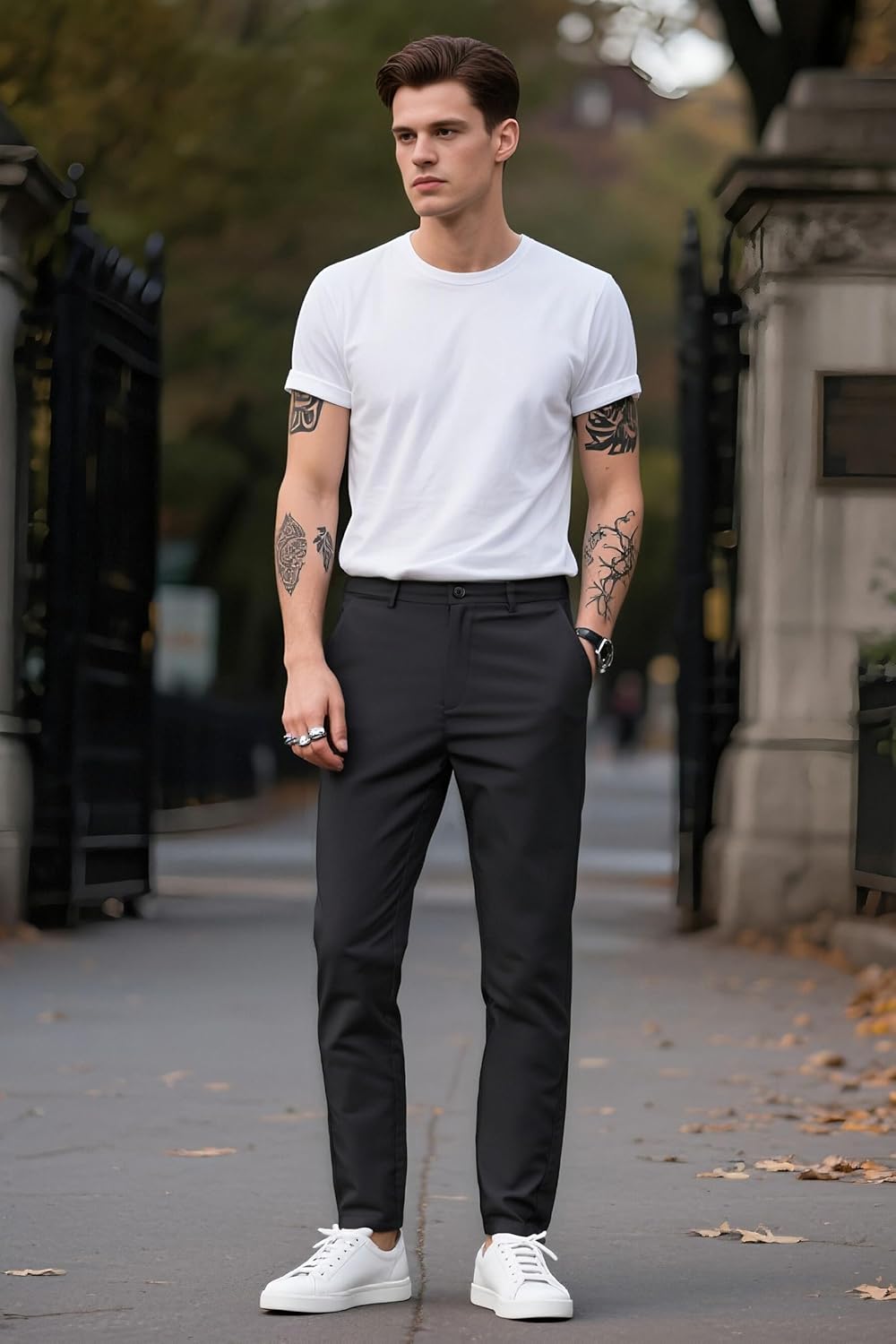 Plaid&Plain Men’s Slim Fit Khaki Pants Men’s Tapered Chino Pants - Image 7