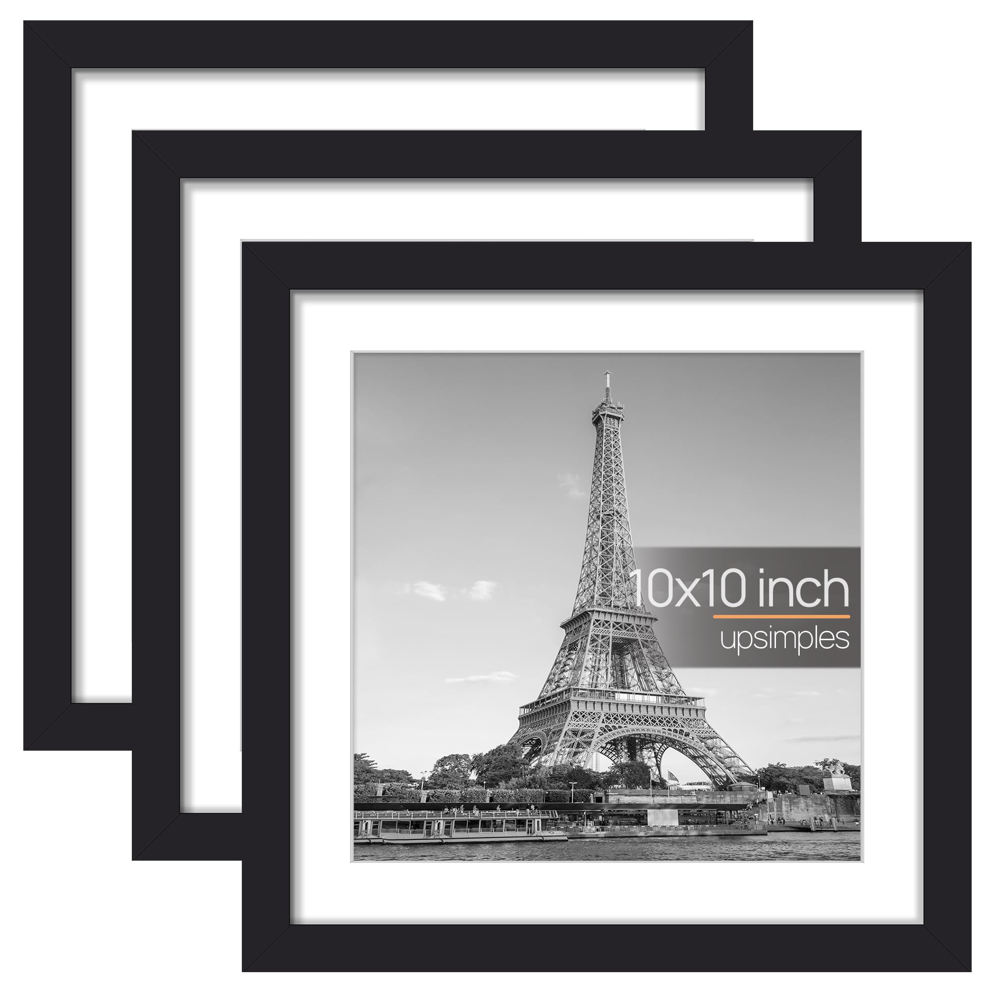 upsimples 3 Pack 10 x 10 Picture Frame, 10 x 10 Black Frames 25.4 x 25.4cm, Wall Hanging Photo Frames — image 1