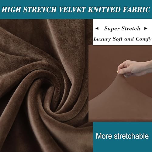 Miniatura 4 de HFCNMY Funda otomana cuadrada, de terciopelo elástico, funda otomana cuadrada, funda otomana gruesa, lavable, funda otomana de almacenamiento con