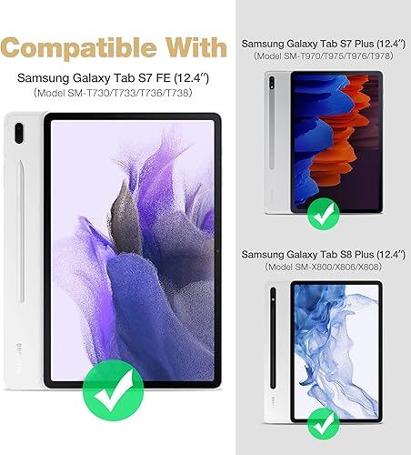 Miniatura 2 de SURITCH Funda para Samsung Galaxy Tab S7 FE para tablet S7+ Plus, S8+ Plus, protector de pantalla integrado y soporte para S Pen de cuerpo completo,