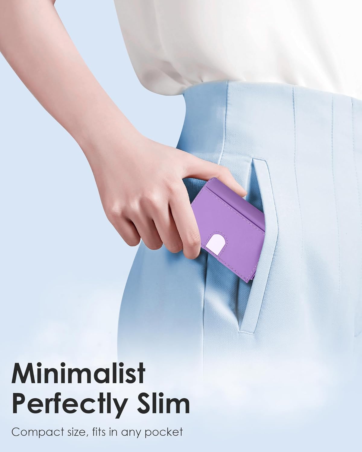 RFID Wallet Women - Small Slim Trifold Wallet Anti-Theft Pop up Card Holder, Minimalist, Ultra Thin, Front Pocket, Premium Leather, 9-11 Cards Capacity | ID Window | Cash Slot - Image 6