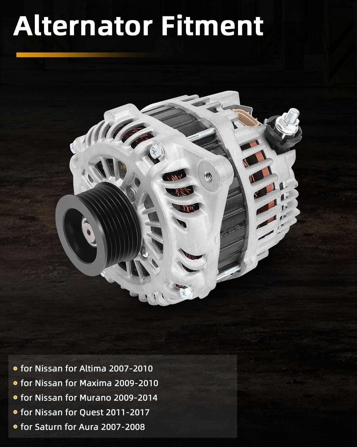 OCPTY Alternators 11341 Fit for Nissan for Altima 2007-2010,for Nissan for Maxima 2009-2010,for Nissan for Murano 2009-2014,for Nissan for Quest 2011-2017,for Saturn for Aura 2007-2008，3.5L V6 3498CC