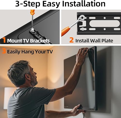Miniatura 6 de IWOBOARD - Soporte de pared para monitor de TV fijo de 32, 40, 42 pulgadas, para televisores LED LCD y monitor, soporte de TV pequeño de perfil